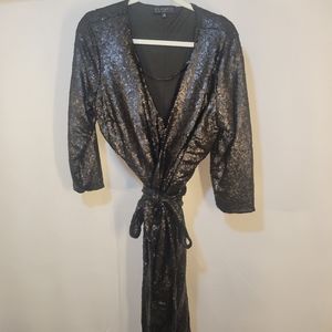 Eloquii Black Studio Sequin Wrap Dress